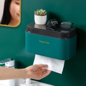 Boîte de rangement de serviettes en papier de salle de bains murale sans perforation imperméable à l'eau