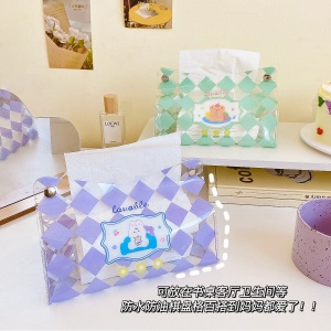 Boîte à mouchoirs en PVC avec motif carreaux transparent