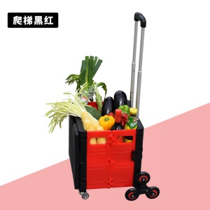 Chario pliable de courses en plastique avec roues universelles et couvercle 45L