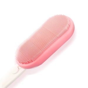 Brosse de bain électrique  douce à long manche en silicone