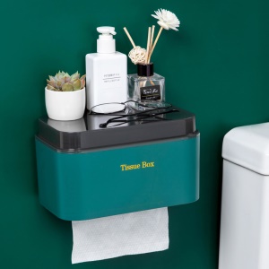 Boîte de rangement de serviettes en papier de salle de bains murale sans perforation imperméable à l'eau
