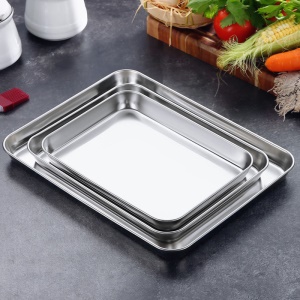 Plateau rectangulaire en acier inoxydable