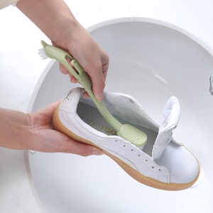 Brosse à chaussures de nettoyage à deux têtes avec poils fins PP à long manche