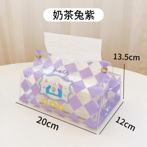 Boîte à mouchoirs en PVC avec motif carreaux transparent