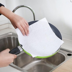Serviette à vaisselle en rouleau jetable non tissé sec et humide à double usage 50 pièces/rouleau