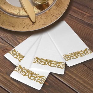 Serviette de table jetable en dentelle dorée papier en Pâte de bois vierge