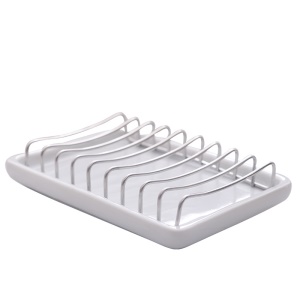 Porte savon en céramique sans perforation double gouttière