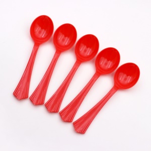 Cuillère en plastique jetable rouge épaissie longueur 14cm
