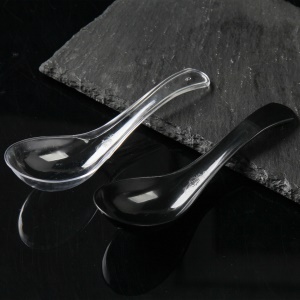 Cuillère en plastique jetable épaissi transparent/noir