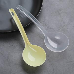 Cuillère jetable en plastique transparent/jaune