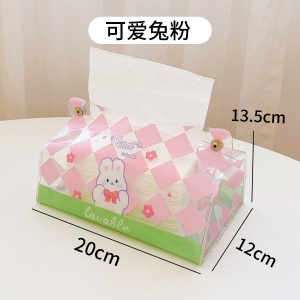 Boîte à mouchoirs en PVC avec motif carreaux transparent