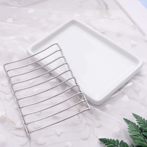 Porte savon en céramique sans perforation double gouttière