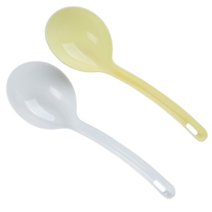 Cuillère jetable en plastique transparent/jaune