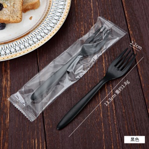 Fourchette en plastique jetable PS matériau transparent/noir