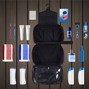 Trousse de toilette pliable Denor en nylon grande capacité 24*10*15cm