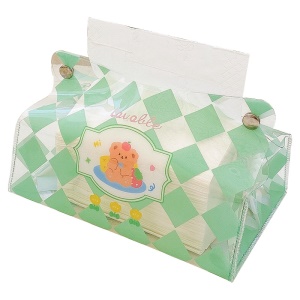 Boîte à mouchoirs en PVC avec motif carreaux transparent