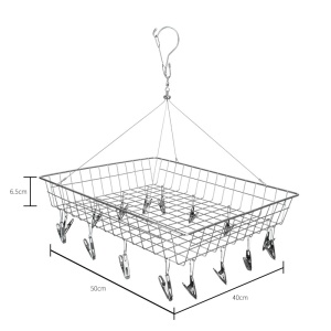 Étendoir à Linge Panier de filet à chaussettes acier inoxydable 16 clips multifonction