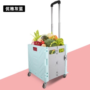 Chario pliable de courses en plastique avec roues universelles et couvercle 45L