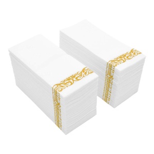 Serviette de table jetable en dentelle dorée papier en Pâte de bois vierge