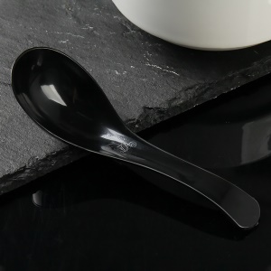 Cuillère en plastique jetable épaissi transparent/noir