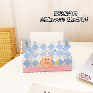 Boîte à mouchoirs en PVC avec motif carreaux transparent