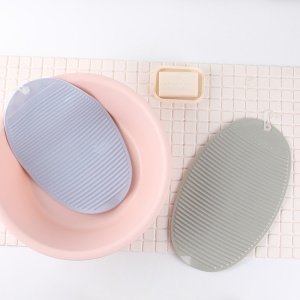 Mini planche à laver en plastique souple pliant anti-dérapant adsorbant fome ovale