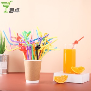 Pailles jetables en plastique pliées colorées 4000PCS