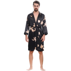 Pyjama pour couple Deux pièces en  soie synthétique, grande taille, section fine pour l'été