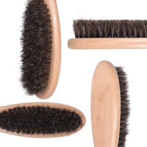Brosse à chaussures à manche long en bois et tête  en laine douce