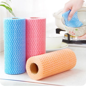 Serviette à vaisselle en rouleau jetable non tissé sec et humide à double usage 50 pièces/rouleau