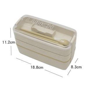 Boîte à lunch à trois couches avec fourchette et cuillère adaptée au micro-ondes Respectueux de l'environnement et biodégradable