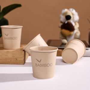 Gobelet en papier jetable fibre de bambou brun écologique