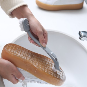 Brosse à chaussures de nettoyage à deux têtes avec poils fins PP à long manche