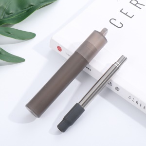Set de paille rétractable en acier inoxydable (paille rétractable + embout silicone + étui plastique + brosse + boîte)