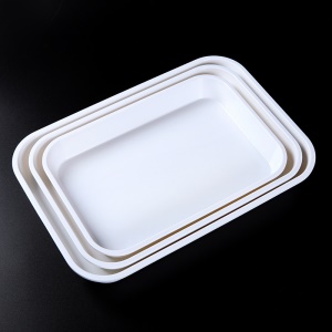 Plateau blanc rectangle imitation porcelaine épaissie