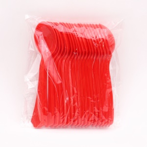 Cuillère en plastique jetable rouge épaissie longueur 14cm