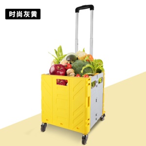 Chario pliable de courses en plastique avec roues universelles et couvercle 45L