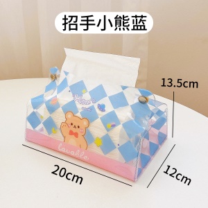 Boîte à mouchoirs en PVC avec motif carreaux transparent