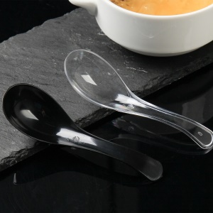 Cuillère en plastique jetable épaissi transparent/noir