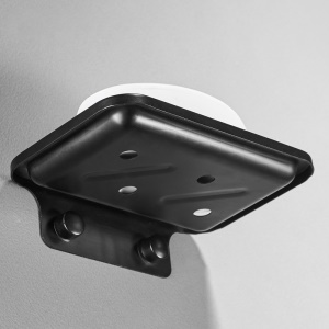 Porte-savon de salle de bain mural sans perforation en aluminium noir