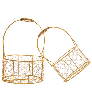 Panier de rangement portable en fer doré