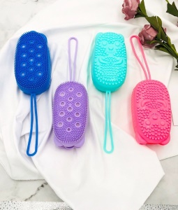 Brosse de bain à frotter en silicone  double face