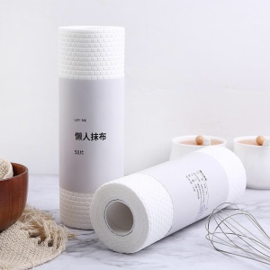 Serviette à vaisselle en rouleau jetable non tissé sec et humide à double usage 50 pièces/rouleau