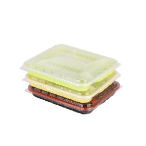 Boîte à repas en plastique jetable épaissie quatre compartiments 22 * 18cm
