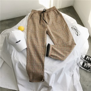 Pantalon casual stretch  à carreaux en coton homme