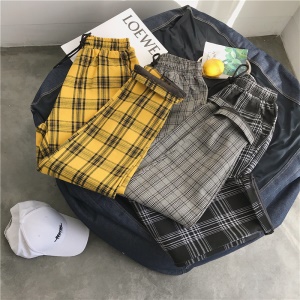 Pantalon casual stretch  à carreaux en coton homme