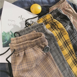 Pantalon casual stretch  à carreaux en coton homme