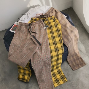 Pantalon casual stretch  à carreaux en coton homme