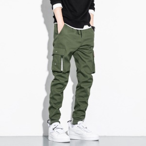 Pantalon décontracté ample pour hommes multi-poches en coton