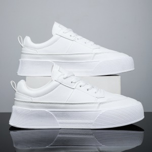 Chaussures pour hommes  à lacets, semelle en caoutchouc, augmentation de la taille, blanc/noir.